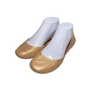 LUCKY BRAND 6.5 M Leather Emmie Ballet Flats Pearl Shimmer Golden Slip On Shoes